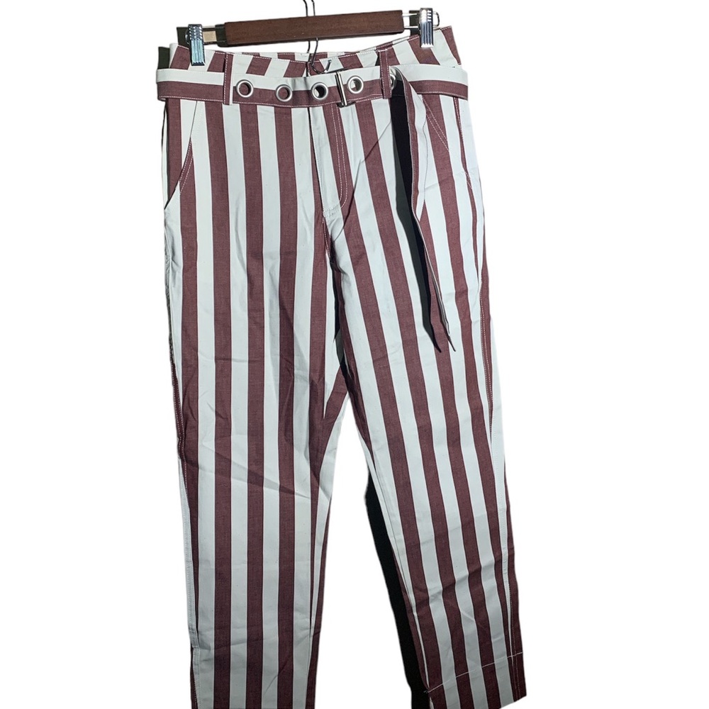 NWT UNIQ Burgandy and white striped dress pants size M